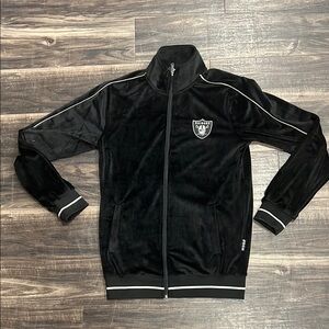 Men's Black NFL Raiders, velour, licensed Track Jacket